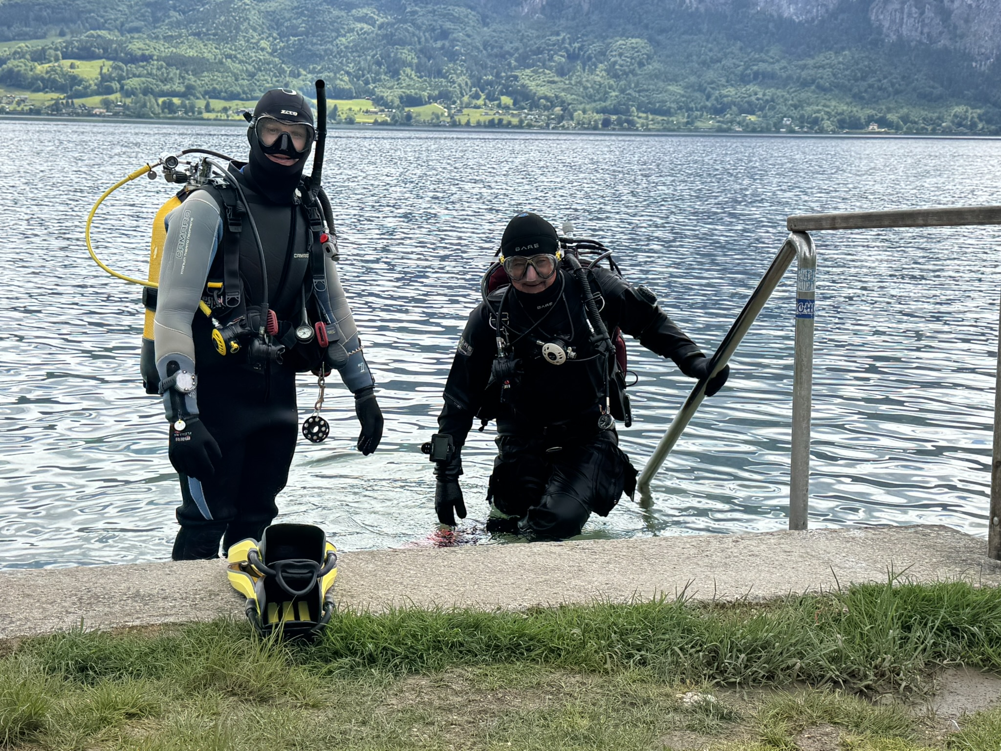 Kurz vor dem Abtauchen zum Abschlusstauchgang